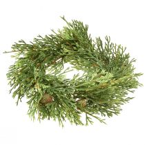Artikel Kleine kunstmatige dennenkrans, groen met dennenappels, Ø24cm, Kerstmis