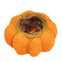 Artikel Pompoen plantenpot oranje/geelgroen van sisal Ø15cm H9cm