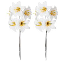 Artikel Kunstmatige leliebloem, wit, op draad, middelgroot, 35 cm, 5 stuks