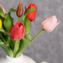Artikel Kunstmatig tulpenboeket, kleurrijk, realistische decoratie, hoge kwaliteit voor thuis, 43 cm, 7 stuks