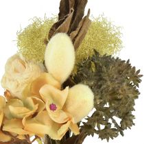 Artikel Kunstbloemenboeket, rozen, hortensia's, droge look, vintage decoratie, 38 cm