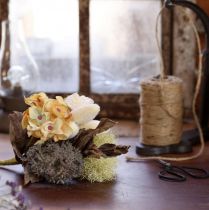 Artikel Kunstbloemenboeket, rozen, hortensia's, droge look, vintage decoratie, 38 cm