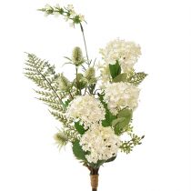 Artikel Kunstbloemboeket sneeuwbalplant kaardebol varen 65cm