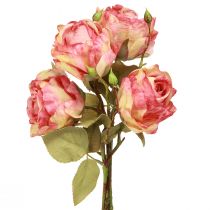 Artikel Kunstrozen roze decoratieve rozen met knoppen L44cm 4 st