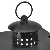 Artikel Grote metalen lantaarn met draadvensters in antiek grijs - 19x36x60 cm - decoratieve lantaarn met draaggreep