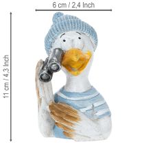 Artikel Nautische decoratie, meeuw, tafeldecoratie, blauw, wit, zilver, H11cm