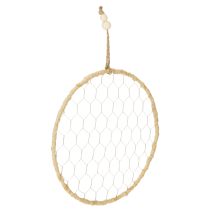 Artikel Boho metalen decoratieve ring, zilver, Ø28cm met natuurlijke raffia, set van 4 - hangende decoratie, wanddecoratie