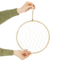 Artikel Boho metalen decoratieve ring, zilver, Ø28cm met natuurlijke raffia, set van 4 - hangende decoratie, wanddecoratie