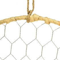 Artikel Metalen sierring om op te hangen Raffia Zilver Naturel Ø28cm 4 st