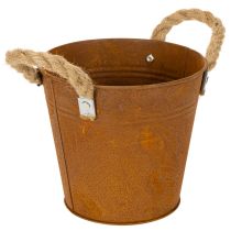 Artikel Metalen pot met handvatten, kruidenpot, roestdecoratie Ø16,5cm H15cm