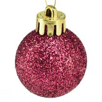 Artikel Mini kerstboomballen roze breukvast Ø3cm H3,5cm 14 st