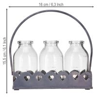 Artikel Mini fles decoratieve vaas/dienblad rechthoekig grijs 15,5x6cm