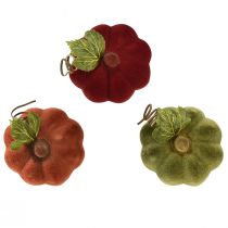 Artikel Mini-pompoendecoratie gevlokt – geassorteerd in herfstkleuren 9,5 cm 3 st