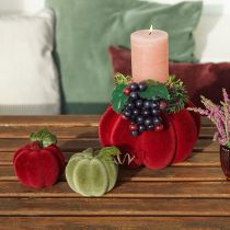 Artikel Mini-pompoendecoratie gevlokt – geassorteerd in herfstkleuren 9,5 cm 3 st