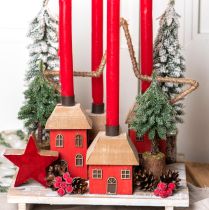 Artikel Mini kerstboom houten voet groen wit Ø8cm H18cm 3st