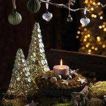 Artikel Mini kerstboom met LED verlichting groen goud 28cm