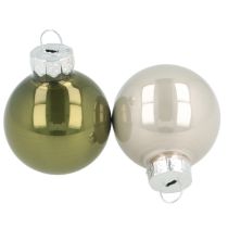 Artikel Mini kerstballen glas groen zilvergrijs Ø3cm 22st