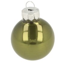 Artikel Mini kerstballen glas groen zilvergrijs Ø3cm 22st