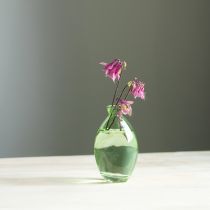 Artikel Mini vaasjes glas bolvormige glazen vazen groen getint H12cm 6 stuks