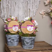 Bloempot shabby chic plantenbak metaal hart Ø17cm H13.5cm