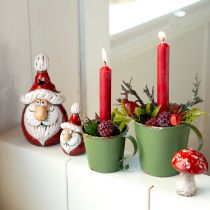 Artikel Schattig kerstmanfiguurtje van keramiek, rood en wit, 10 cm - perfecte kerstversiering - 4 stuks