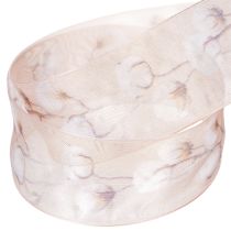 Artikel Organza lint, katoenen bloemen, decoratief lint, roze, 40 mm, 15 m