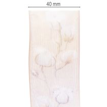 Artikel Organza lint, katoenen bloemen, decoratief lint, roze, 40 mm, 15 m