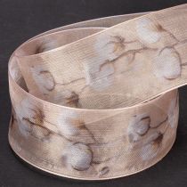 Artikel Organza lint, katoenen bloemen, decoratief lint, roze, 40 mm, 15 m
