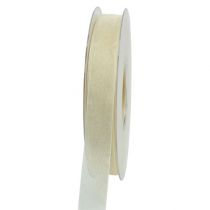 Organza lint met zelfkant 1.5cm 50m creme