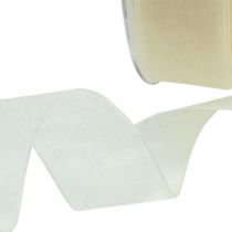 Artikel Organza lint met zelfkant 2.5cm 50m creme