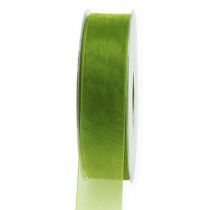 Artikel Organza lint groen cadeaulint geweven rand olijfgroen 25mm 50m