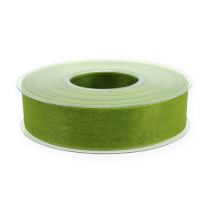 Artikel Organza lint groen cadeaulint geweven rand olijfgroen 25mm 50m