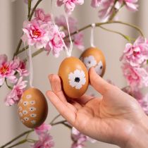 Artikel Hangende paasei-decoratie, lente, Pasen, echte kippeneieren, natuurlijk, 6 cm, 6 stuks