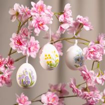 Artikel Paaseieren met delicate bloemmotieven voor een feestelijke paasdecoratie in de woonkamer, 6 cm, 6 stuks