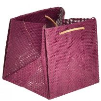 Artikel Papieren cadeauzakjes met hengsels bordeaux roze 12x12cm 8 st