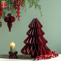 Artikel Papieren kerstboom om op te hangen Bordeaux H40cm 2 stuks