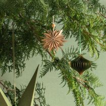 Artikel Papieren sterren om op te hangen sterren bruin wit 12cm 6 stuks