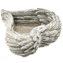Artikel Plant hart veren gegoten steen hart grijs wit 13×12×6cm 2st