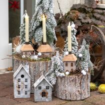 Artikel Plantenbak hout ronde schors naturel wit 26/18cm set van 2 stuks