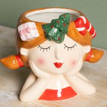 Artikel Plantenkop keramiek meisje decoratieve plantenbak Kerstmis H17cm