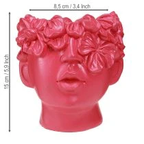 Artikel Plantenkop Polyresin Bust Plantenbak Roze 13,5×13×14cm