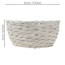 Artikel Set plantenmanden van riet, wit-grijs, shabby chic decoratie, 3-delig