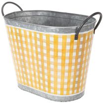 Artikel Ovale plantenpot met bijenmotief, geruit patroon, zomerdecoratie, plantenbak, 38×24×29 cm