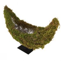 Artikel Decoratieve plantenbak van mos, halvemaanvorm met metalen voet, natuurlijke decoratie voor woonruimtes en feesten, 40×15×30cm