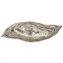 Artikel Plantenschaal golf rotan naturel wit 40x14x6cm 2st