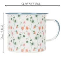 Artikel Emaille plantenpot, decoratieve beker met bloemmotieven, Ø11cm