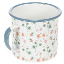 Artikel Emaille plantenpot, decoratieve beker met bloemmotieven, Ø11cm
