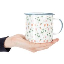 Artikel Emaille plantenpot, decoratieve beker met bloemmotieven, Ø11cm