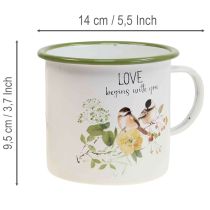 Artikel Emaille plantenpotje, potje om planten in te zetten met een spreuk, Ø11cm