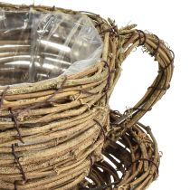 Artikel Plantenbeker met bord plantenpot wijnstok naturel Ø19cm H9cm